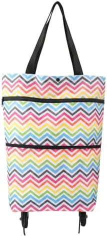 Foldable Shopping Cart Rolling Bag, Heavy Duty Wheeled Cart Bag | Portable Compact Cart for Groceries, Laundry & Camping Gear for Travel & Apartment Storage
