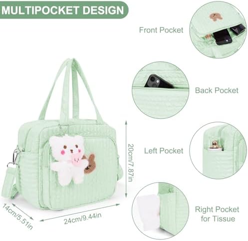 Lushandy Baby Diaper Bag Tote, Mom Bag Crossbody Diaper Bags Baby Travel Bags for Girl Pañaleras Para Bebe (Green, Small)