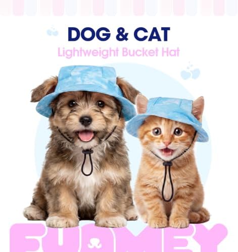 FUAMEY Dog Hat Beach Bucket Hat for Dogs with Ear Holes Summer Visor