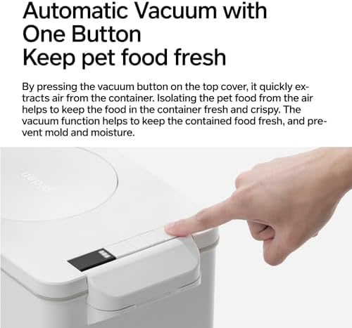 pidan Vacuum Pet Food Storage with Scale,Airtight Dry Pet Food Bucket 17lb,Food Storage Container for Dogs Cats,Vacuum Sealed Storage Bin with Scoop,Rechargeable,15L