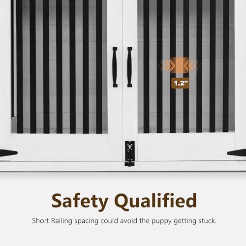 Lovupet Solid Wood Dog Crate Furniture, Medium Dog Cage with Adjustable Shelf and Storage Cabinet, 1775