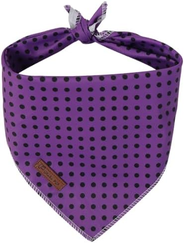 Lavender Polka Dog Bandana, UP URARA PUP Purple Dots Puppy Bandana for Small,Medium Dog, Comfortable Cotton Triangle Bid Scarf Dog, Pet Kerchief for Girl Boy Dogs or Cats