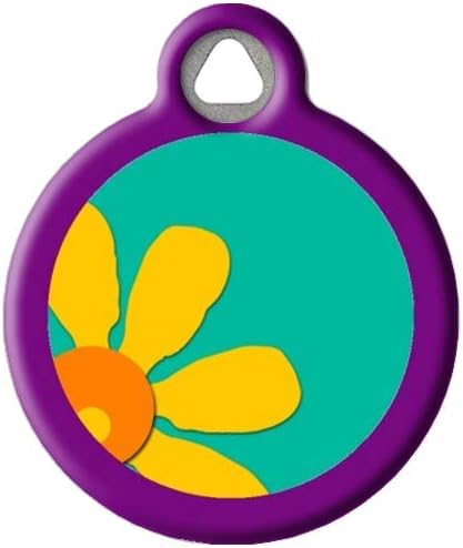 Crazy Daisy Lupine Pattern Pet ID Tag for Dogs and Cats, Silent Polymer Coated Stainless Steel Nametag Complements Lupine Leash and Collar Patterns - Small .875" Diameter