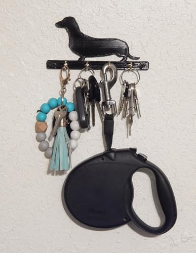 Dachshund Weiner Dog Key Rack Leash Holder Hanger Organizer for Wall - Four Hooks to Hang Dog Leashes - Dachshund Home Decor