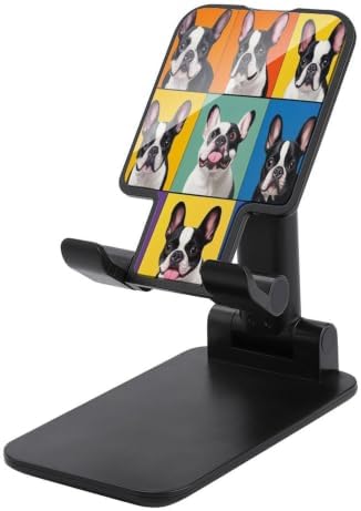 Reusable French Bulldog Pet Phone Stand for Desktop Accessories | Collapsible, Cell Phone Holder, with Flexible Height Angle Adjustment, Travel Office