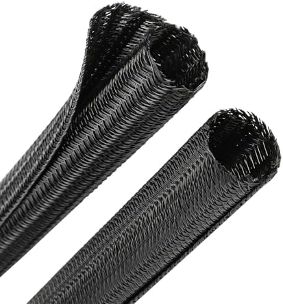 25ft PET Braided Cable Sleeve 2/3 inch(16mm) Wire Protector Cable wrap Wire Covers for Cords Cable Sleeves Cord Management Cable Management Sleeve(Black)