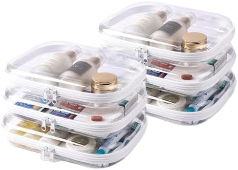 TenKa 6 Pack Clear Hard Shell Zipper Case Large, Hard Plastic Zipper Pouches for Organizing, Stackable Vertical Storage Document Bags for A4 Paper, Puzzles, Board Games & Office Supplies (6L)