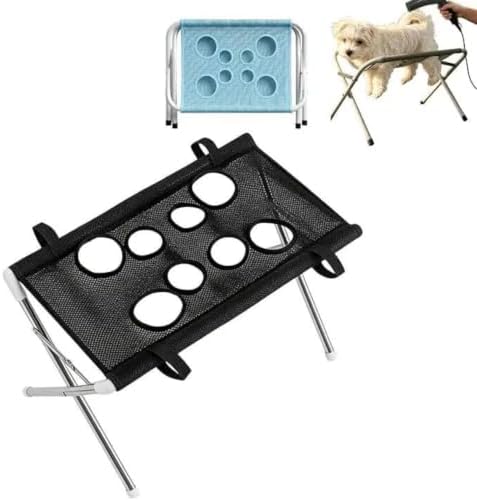 Portable Dog Grooming Table, Foldable Pet Grooming Hammock Stand (Black) | with Quick Dry Mesh Platform, Support Rectangular Wash Station for Small Dogs and Cats Nail Trimming,Bathing and Daily Care