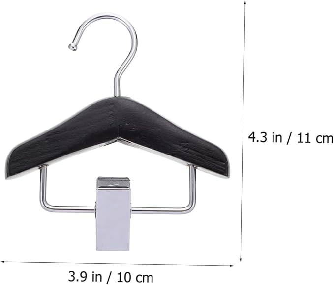 Mikikit 2Pcs Wooden PET Clothes Hangers for Dogs and Cats Adjustable Skirt Clips Closet Organizers for PET Apparel