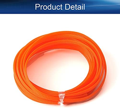 Bettomshin 1Pc 16.4Ft(5m) Cable Management Sleeve, 1/4"(6mm) Width PET Orange Cord Protector, Wire Loom Tube Insulated Split Sleeving for USB Cable Power Cord Organizer Video Cable Hider