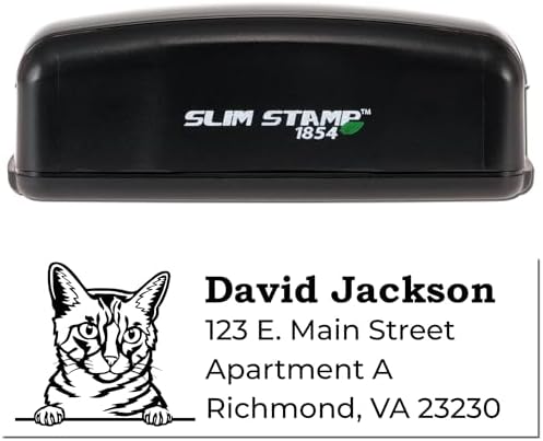 California Spangled Custom Return Address Stamp for RSVP Envelopes - Made to Order Personalized Stamp for Cat Lovers - Unique Pet Owner Gift - 7/8 x 2-1/4 Size