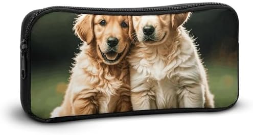 Golden Retriever Dogs Puppies Pets Lightweight Spacious Pencil Bag Pouch | Zippered Multi-functional Pen Pouch Large Capacity Pencil Casesoft and Portable Pencil Bag for Teacher Office