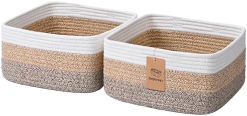 Storage Baskets for Shelves, 2 Pack Shallow Basket