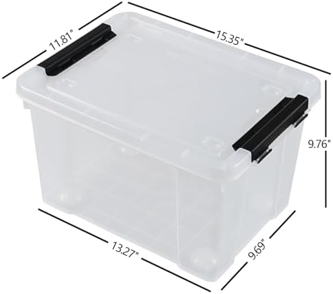 4-Pack 24 Quart Storage Box, Clear Plastic Storage Bin with Wheels