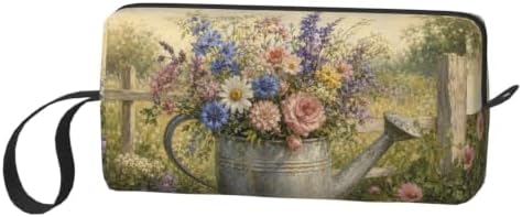 Watering Can Garden Bouquet Makeup Bag for Women, Cosmetic Pouch | Double-Sided Garden Watering Can Cosmetic Organizer with Foam Padding for Women, Travel, Gym, School, and Daily Storage