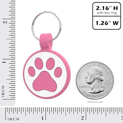 Personalized Dog Tag, Laser Engraving QR Code, Silicone Dog ID Tag, Pet Online Profile, Scan QR Code Send Location, Collar Harness Accessories (Medium to Large Breeds - 1.25", Rose)