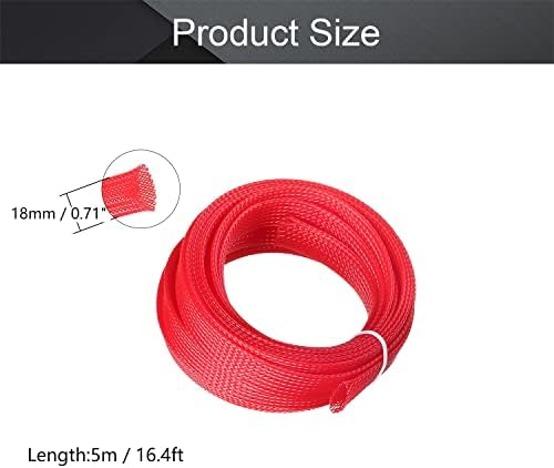 Othmro 5m/16.4ft PET Expandable Braid Cable Sleeving Flexible Wire Mesh Sleeve Red,for Power Cord Audio Video Cables Protecting from Pets Chewing