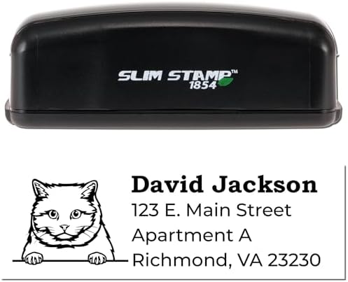 Personalized British Shorthair Address Stamp - Custom Made to Order Stamps for Cat Lovers & Small Businesses - Unique Mailing Address Stamp for Pet Owners - 7/8 x 2-1/4