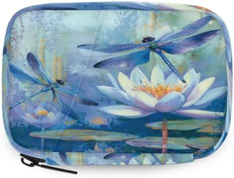 Travel Pill Organizer Water Lilies Dragonfly Art Small Pill Case
