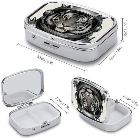 Colored Astro Pet Pill Organizer with Mirror 2 Compartments Waterproof Pill Case for Purse Pocket Non-Slip Grip Travel Medicine Organizer Container Box for Vitamin Fish Oil Supplement