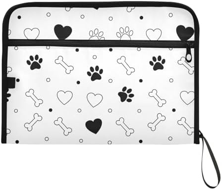 Pet Valentines Paw White Print 13-Pocket Accordion File Organizer, Water-Resistant Document Folder with Labels, Portable Expanding File Box for Home Office School, A4 Size