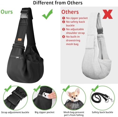 CUBY Dog and Cat Sling Carrier - Hands Free Reversible Pet Papoose Bag - Soft Pouch and Tote Design - Suitable for Puppy, Small Dogs Cats Outdoor