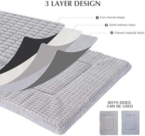 BVAGSS Dog Bed Mat,Reversible Crate Pad, Memory Foam Beds, Soft Warm Pet Cushion for Small Medium Dogs, Washable Pet Sleeping Mattress Kennel Bed Pad XH079 (42''x28''x1.6'',Grey)