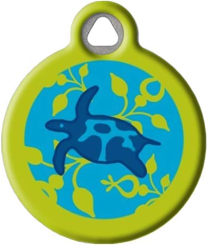 Lupine Turtle Reef Sea Turtle Pet ID Tag | Personalized Dog & Cat Name Tags | Silent Polymer Coated Stainless Steel | Matches Lupine Collars & Leashes | Small (7/8")