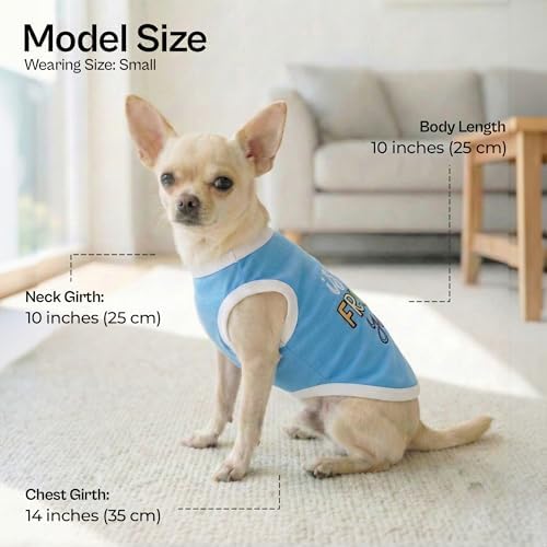 Parisian Pet Dog Shirt – 100% Cotton Shirts for Small Dogs – Sleeveless Puppy Vest – Lightweight and Breathable Pet Apparel – Pullover Summer Dog Clothes - Stretchy Funny T Shirts for Dogs