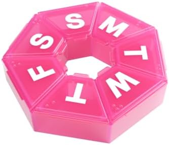 Ezy Dose Weekly (7-Day) Pill Organizer, 7-Sided Medicine Planner, Pink | Compact Daily Round Vitamin & Supplement Medicine Case, Convenient and Easy to Use, Travel-Friendly Container, BPA-Free