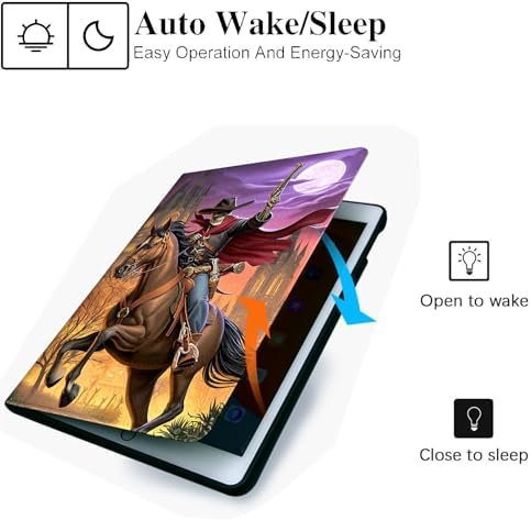 for Microsoft Surface Pro 8-13" 2021 Tablet Case,Auto Wake/Sleep,Adjustable Stand Protective Cover - Skeleton Cowboy Horse