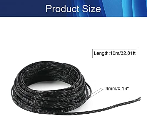 Jutagoss PET Expandable Braided Cable Sleeve, 32.8ft - 3/16 inch Black Cable Management Sleeve, Wire Loom Tube Cord Protector for USB Cable, Power Cord, Audio Video and More, 1Pc