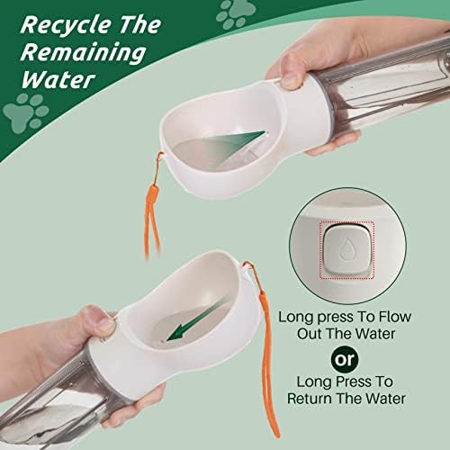 Dog Travel Water Bottle and Food Dispenser- Portable Travel Dispenser with Leak-Proof Bowl with Poop Bag- Outdoor Pet Water Bottle for Walking, Hiking, and Traveling - Length: 12.6"