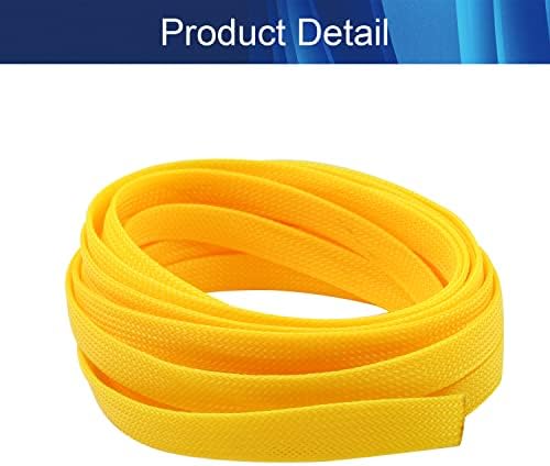 Jutagoss PET Expandable Braided Cable Sleeve, 16.4ft - 1/2 inch Yellow Cable Management Sleeve, Wire Loom Tube Cord Protector for USB Cable, Power Cord, Audio Video and More, 1Pc