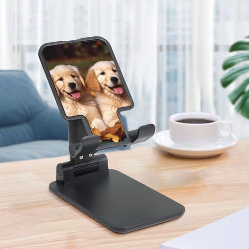 360 Rotating Cell Phone Stand, Fully Adjustable Foldable Desktop Phone Holder Cradle Dock, Golden Retriever dogs puppies pets Mobile Phone Kickstand for Desk, Office, Tablet Stand, Thick Case Friendly