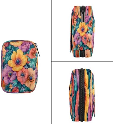 Pill Organizer Box Flower Flowers Colorful 7-Day Weekly Medicine Pill Case Travel Pill Container Portable Pill Holder Storage Purse Bag Small Compact Size for Vitamin Supplement Birth Control
