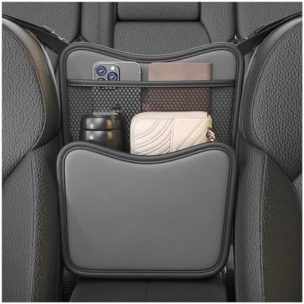 Ohleats Car Organizer Storage Between Seats, Nappa Leather Auto Handbag Holder for Document Phone Storage, Large Capacity Automotive Console Pocket Purse, Car Accessories (Gray)