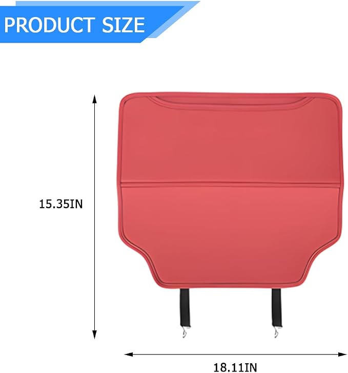 Zpana 2PCS Car Kick Mat Back Seat Protector, Microfiber Leather Vehicle Back Seat Cover with Storage Pocket, Automotive Backseat Anti-Kick Pad for Kids Pets, Universal for Truck SUV RV (Red)
