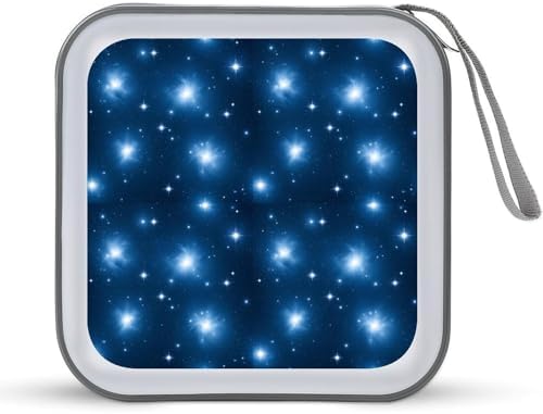 Portable 40-Capacity DVD Storage Binder Space Galaxy, Hard Case CD Holder with Zipper, Organizer for Music Movies Game Discs