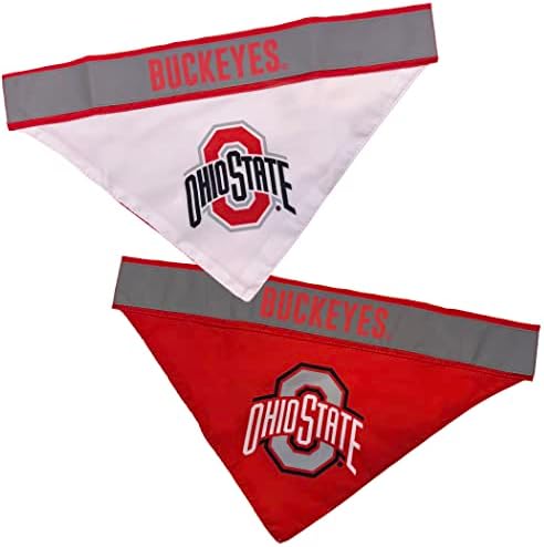 Pets First NCAA Ohio State Buckeyes TIE Bandana, Large/X-Large. Dog Football Reflective Bandana Scarf Bib for Pet, Cat, or Dog. The Ultimate Game-Day, Party Bandana