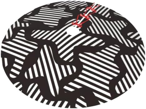 Christmas Tree Skirt, Soft Polyester Xmas Tree Skirts with Ribbon Ties, Rustic Farmhouse Holiday Party Decorations Illustration of Seamless Abstract Pattern 48"