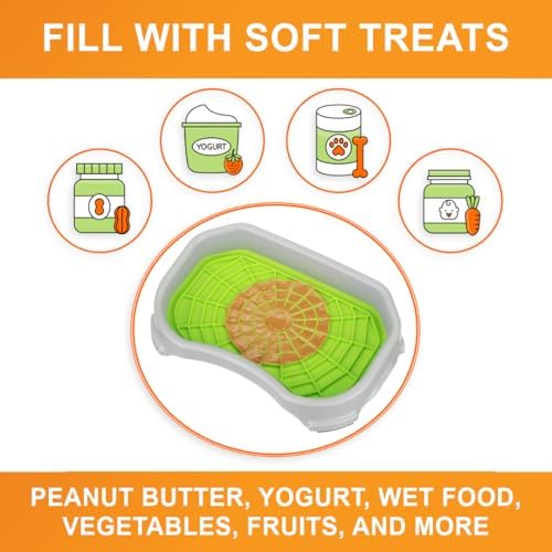 Neater Pets Neat-LIK Dog Lick Mat w/Mess-Proof Tray, Lick Mat for Dogs, Cats, Puppy, Reduces Anxiety & Boredom, Peanut Butter Slow Feeder, Interactive Treat Licking Pad (Green/Vanilla Bean)