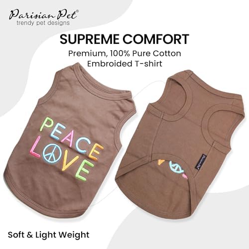 Parisian Pet Dog Shirt - 100% Cotton Peace Love Shirts for Large Dogs - Sleeveless Pet Clothes - Lightweight Dog T Shirts - Breathable Puppy Clothes - Stretchy Unisex Dogs Apparel