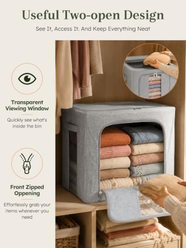 Rigid-Structured Cashmere Sweater Storage Box, Gray