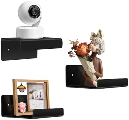 Pack of 3 Wall Mount Shelves for Security Cameras Remote Controls Modern Organization Living Room Bathroom Storage Solut