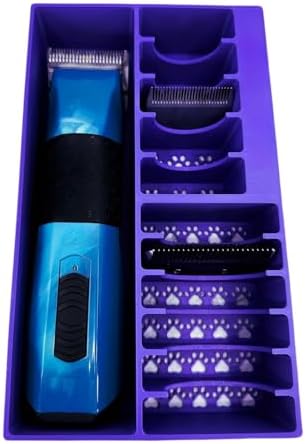 Pet Clipper Blade Holder with Dustproof Lid, Organizer for 10 Blades & 1 Clipper, Professional Grooming Station for Salons and Home DIY Use