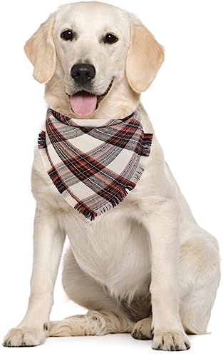 Fall Dog Bandana Autumn Thanksgiving Plaid Reversible Triangle Bibs Scarf