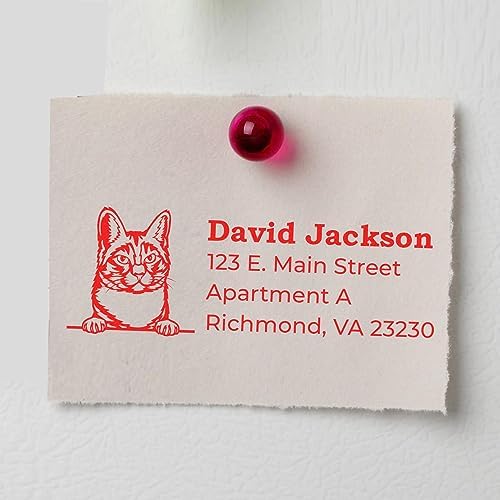 Manx Duo, Manx Cat Address Stamp, Cat Mailing Label, Isle Culture Custom Desk Tool, for Home Office Use and Crafters