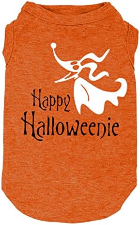 Funy Pumpkin T-Shirt Cute Ghost Dog Bone Print Shirt & Vest - Small to X-Large, Orange-2 - Fall Gift
