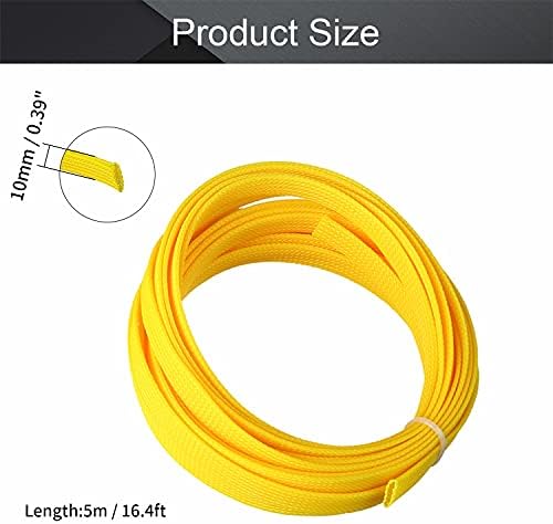Othmro 5m/16.4ft PET Expandable Braid Arrange Cable Sleeving Flexible Wire Mesh Sleeve Yellow,for TV Audio PC Cords Protect from Pets Chewing